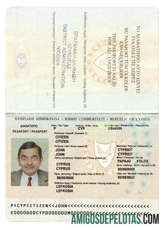 Passaporte de Chipre versão 2 modelo